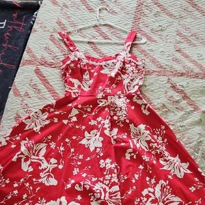 Floral Red and White Women's Dress
